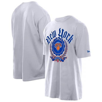 Men's New Era White York Knicks Throwback Prep Oversized T-Shirt