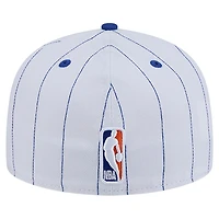 Men's New Era  White York Knicks Wordmark Pinstripe 59FIFTY Fitted Hat
