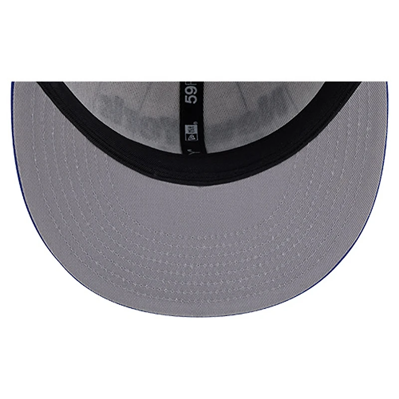 Casquette ajustée New Era 59FIFTY blanche à rayures fines avec logo York Knicks pour homme