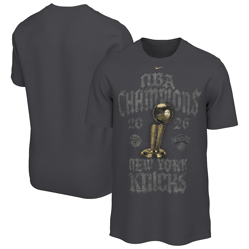 Men's Nike Anthracite New York Knicks 2026 NBA Finals Champions Limited Edition Locker Room T-Shirt