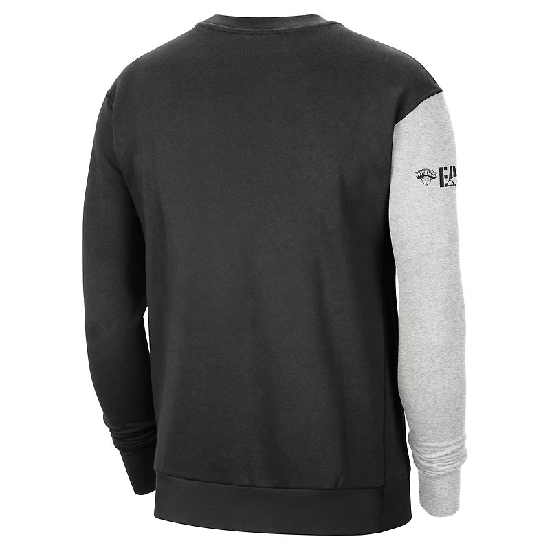 Men's Nike Black/Heather Gray New York Knicks Courtside Versus Force & Flight Pullover Sweatshirt