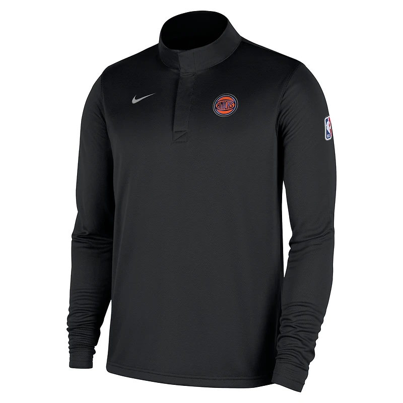 Haut Nike noir New York Knicks 2025/26 Authentic Coaches à quart de zip Dri-Fit pour homme
