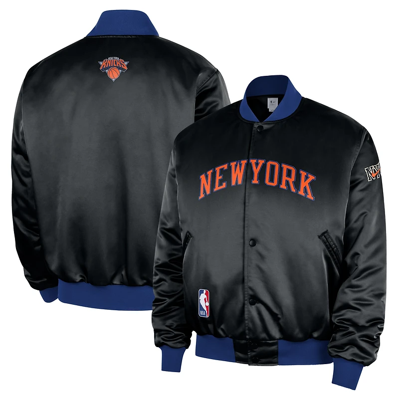 Men's Nike  Black New York Knicks 2025/26 City Edition Remix Courtside Full-Snap Bomber Jacket
