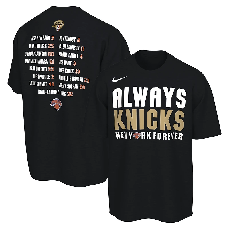 Men's Nike Black New York Knicks 2026 NBA Finals Champions Roster Club T-Shirt