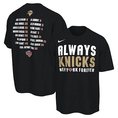 Men's Nike Black New York Knicks 2026 NBA Finals Champions Roster Club T-Shirt