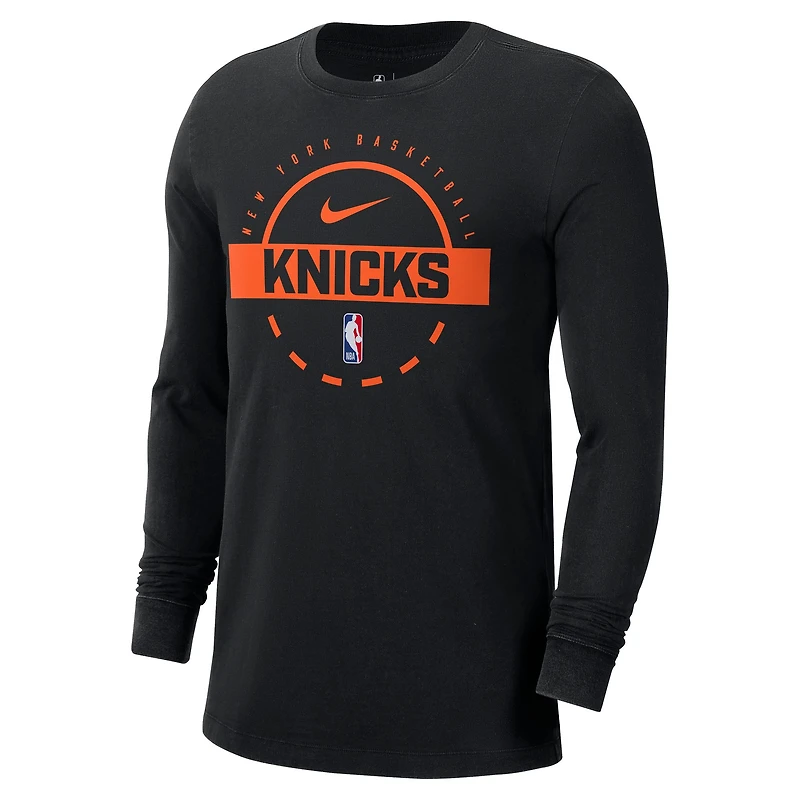 Men's Nike  Black New York Knicks Authentic Long Sleeve Practice T-Shirt