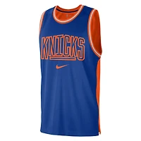 Men's Nike Blue/Orange New York Knicks Courtside Versus Force Split DNA Performance Mesh Tank Top