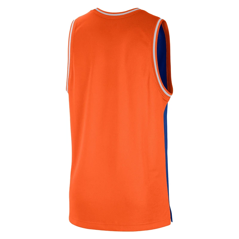 Débardeur en maille pour homme Nike New York Knicks Courtside Versus Force Split DNA Performance - Bleu/Orange