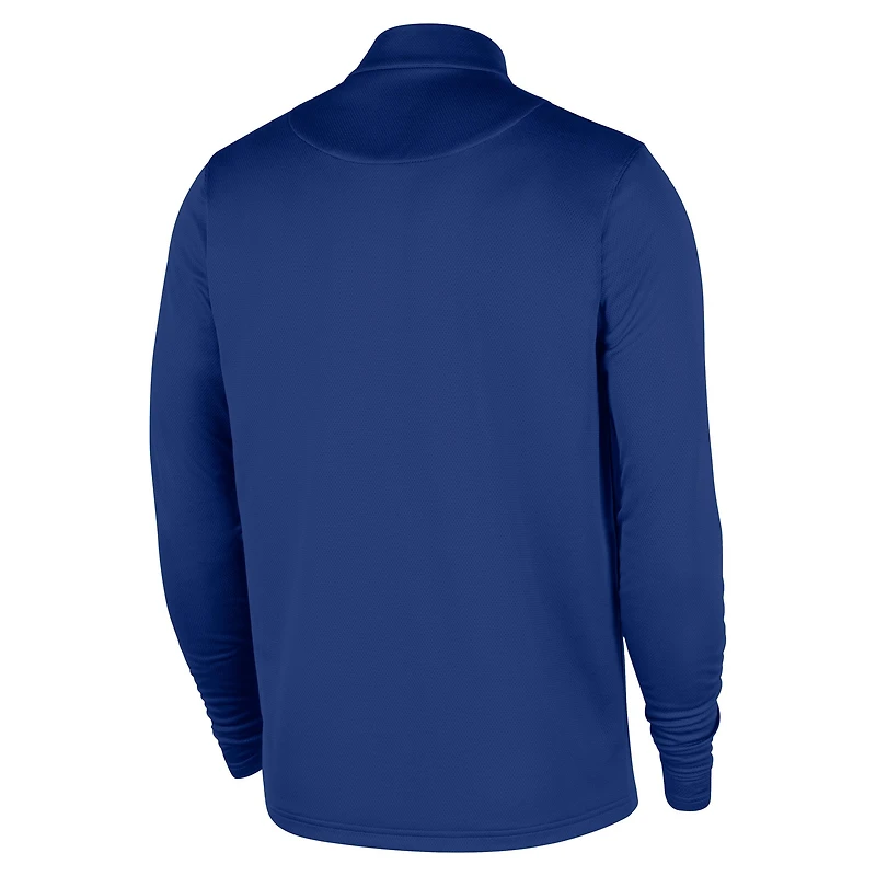 Haut Nike bleu New York Knicks 2025/26 Authentic Coaches à quart de zip Dri-Fit pour homme