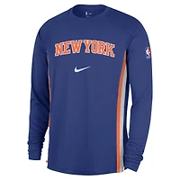 Maillot de tir Nike bleu à manches longues New York Knicks 2025/26 Authentic Pre-Game Legend Dri-FIT pour homme