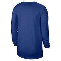 T-shirt d'entraînement à manches longues Nike bleu New York Knicks 2025/26 On-Court Flare Dri-FIT pour homme, en mélange de trois matières.