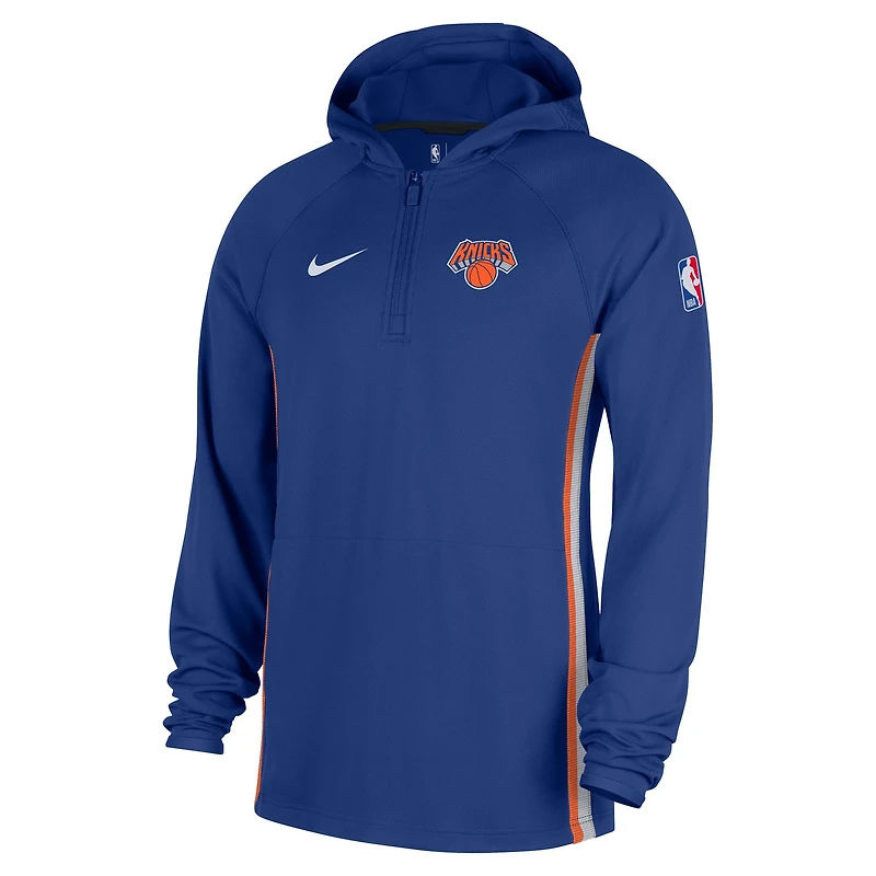 Veste à capuche Nike bleue Authentic On Court Zone Dri-FIT pour homme, modèle New York Knicks
