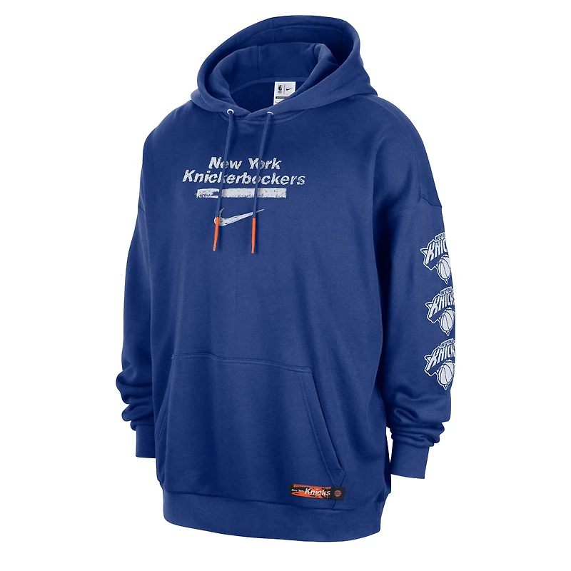 Men's Nike Blue New York Knicks Courtside Club Premium Hoodie