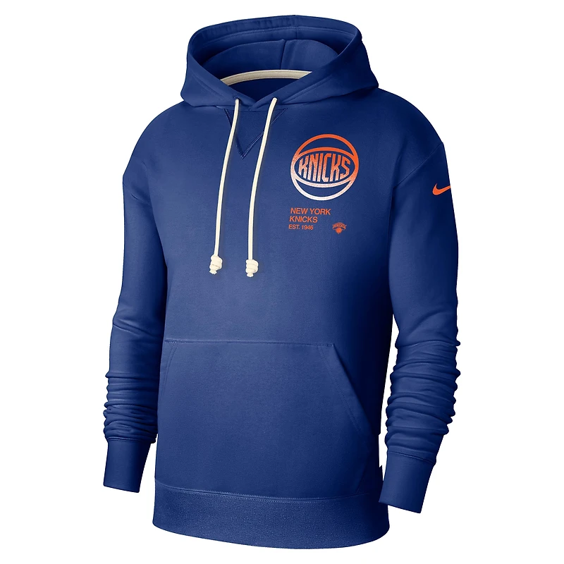 Sweat à capuche Nike Courtside Standard Issue Premium Performance bleu New York Knicks pour homme
