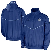 Men's Nike  Blue New York Knicks Courtside Windrunner Woven Half-Zip Hooded Jacket