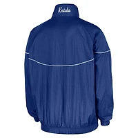 Veste tissée Nike Courtside Windrunner bleue à demi-zip pour homme des New York Knicks