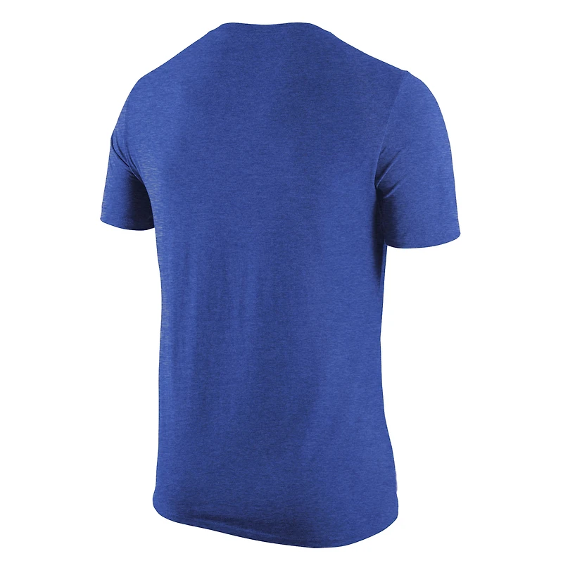 T-shirt Nike Heather Royal New York Knicks pour homme, en mélange de trois matières