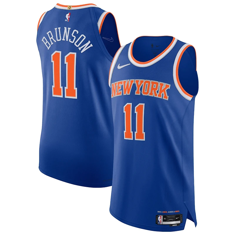 Maillot Nike Jalen Brunson bleu authentique des New York Knicks pour homme - Édition Icon
