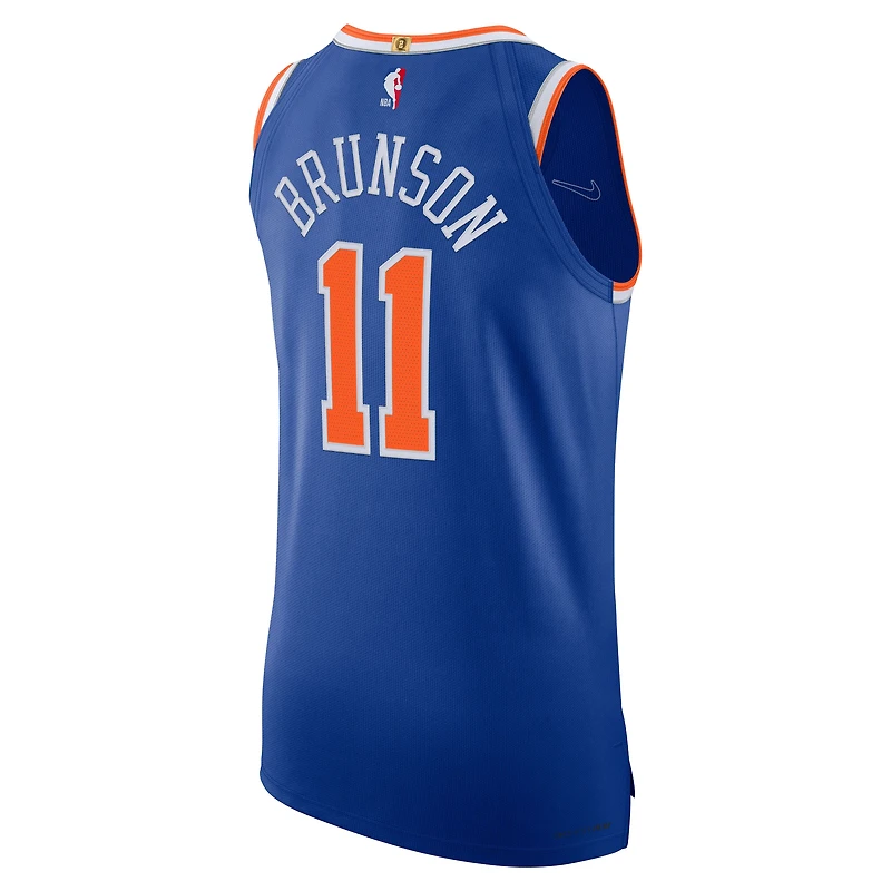 Maillot Nike Jalen Brunson bleu authentique des New York Knicks pour homme - Édition Icon