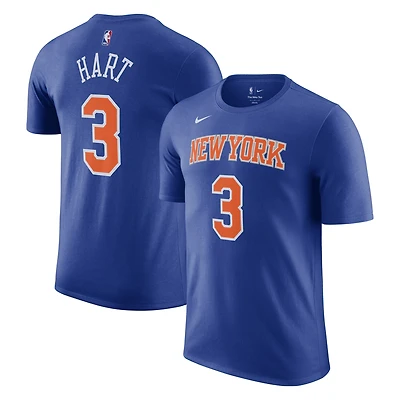 T-shirt avec nom et numéro Nike Josh Hart pour homme, bleu, New York Knicks Icon Edition