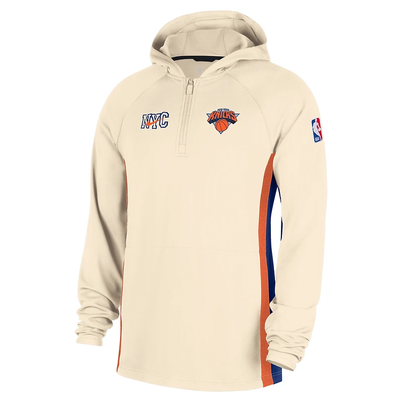 Men's Nike  Natural New York Knicks 2025/26 City Edition Remix Authentic On-Court Quarter-Zip Dri-FIT Hooded Jacket