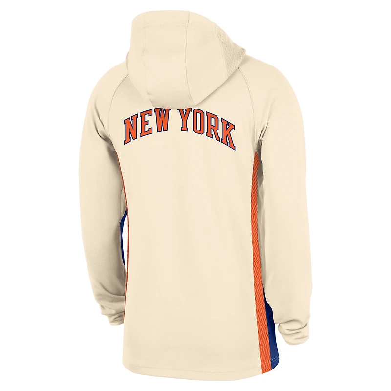 Veste à capuche Nike Natural New York Knicks 2025/26 City Edition Remix Authentic On-Court fermeture éclair quart de tour Dri-FIT pour homme