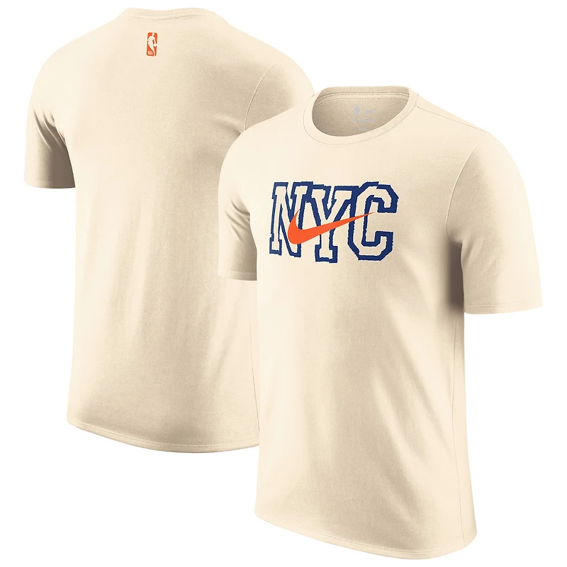 Men's Nike Natural New York Knicks 2025/26 City Edition Remix Essential Logo T-Shirt