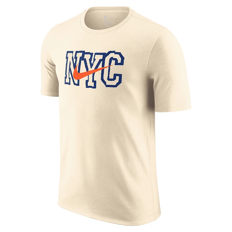 Men's Nike Natural New York Knicks 2025/26 City Edition Remix Essential Logo T-Shirt