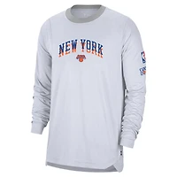 Men's Nike White New York Knicks 2024/25 City Edition Authentic Pregame Performance Long Sleeve Shooting T-Shirt