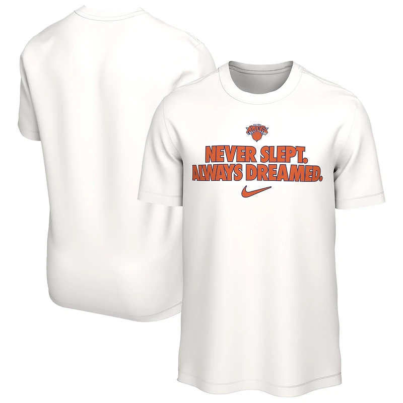 T-shirt Nike blanc New York Knicks pour homme, logo de la marque