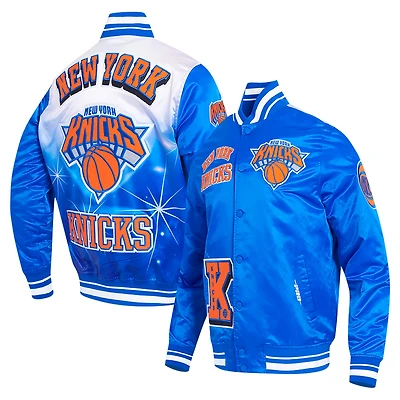 Men's Pro Standard Royal New York Knicks Sublimated Satin Full-Snap Jacket