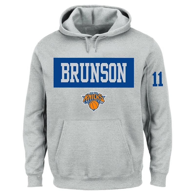Men's Profile Jalen Brunson Heather Gray New York Knicks Big & Tall Name Number Hoodie