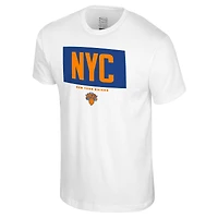 T-shirt blanc Stadium Essentials pour homme, New York Knicks, avec barre transversale