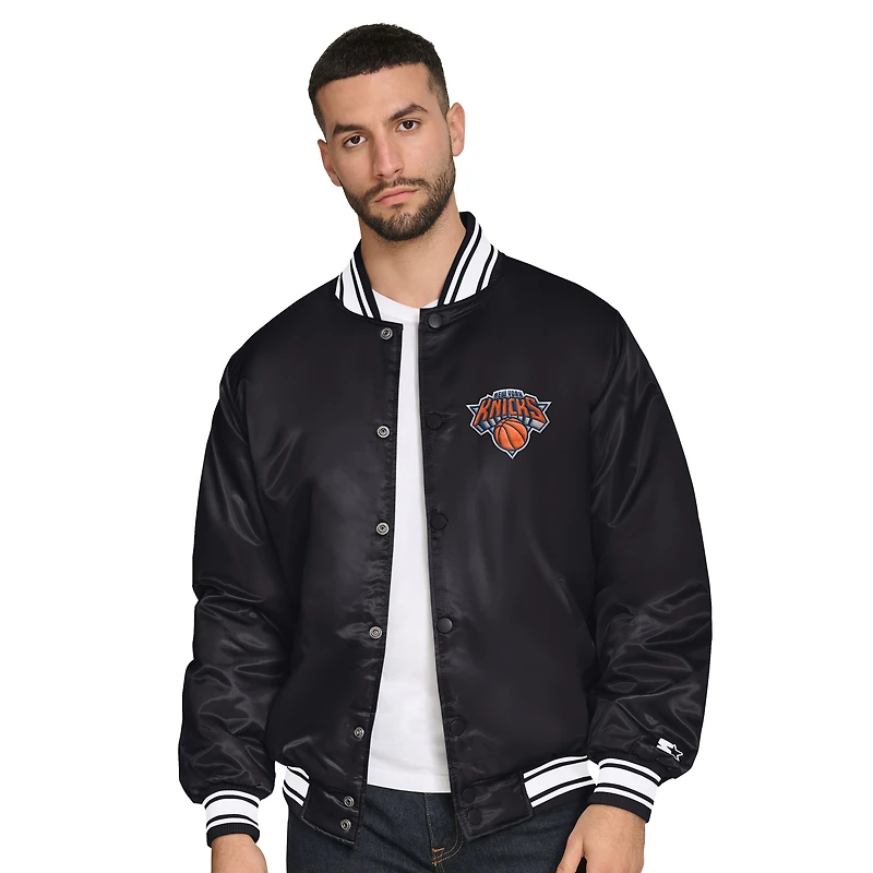 Men's Starter New York Knicks Final Buzzer Satin Varsity Full-Snap Jacket