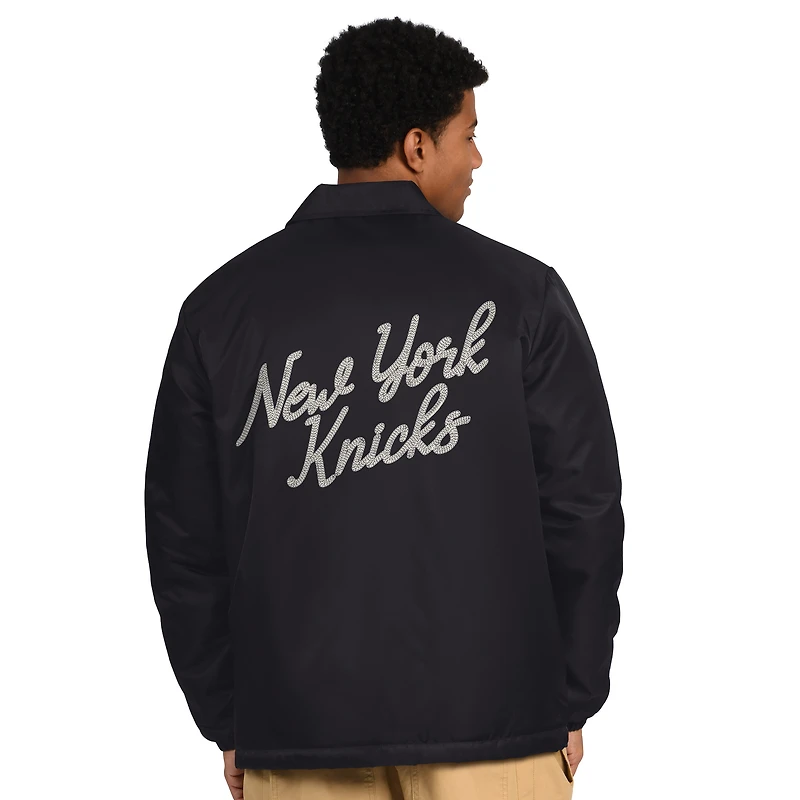 Men's Starter Black New York Knicks Full-Snap Coaches Jacket