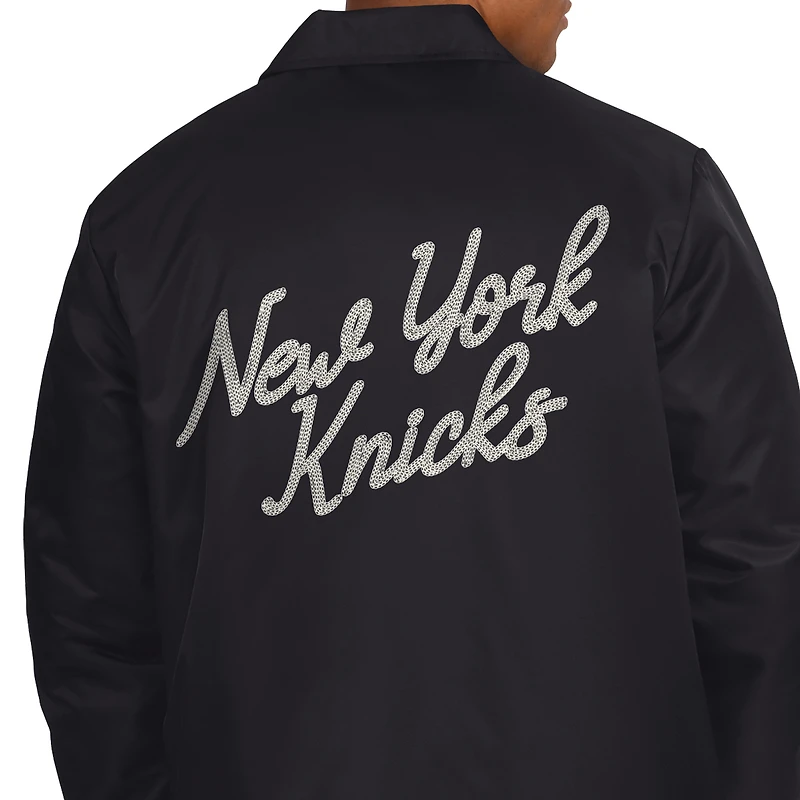 Men's Starter Black New York Knicks Full-Snap Coaches Jacket