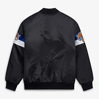 Veste blanche Starter pour homme des New York Knicks, triple option universitaire, en satin à boutons-pression