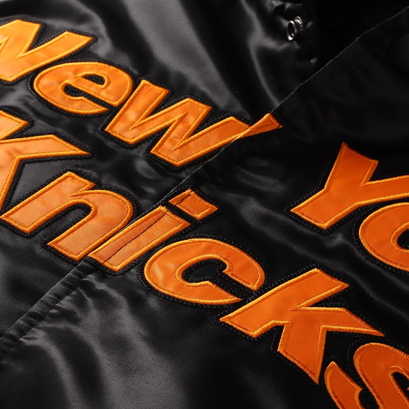 Men's Starter White New York Knicks Triple Option Varsity Full-Snap Satin Jacket