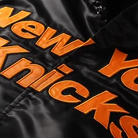 Men's Starter White New York Knicks Triple Option Varsity Full-Snap Satin Jacket
