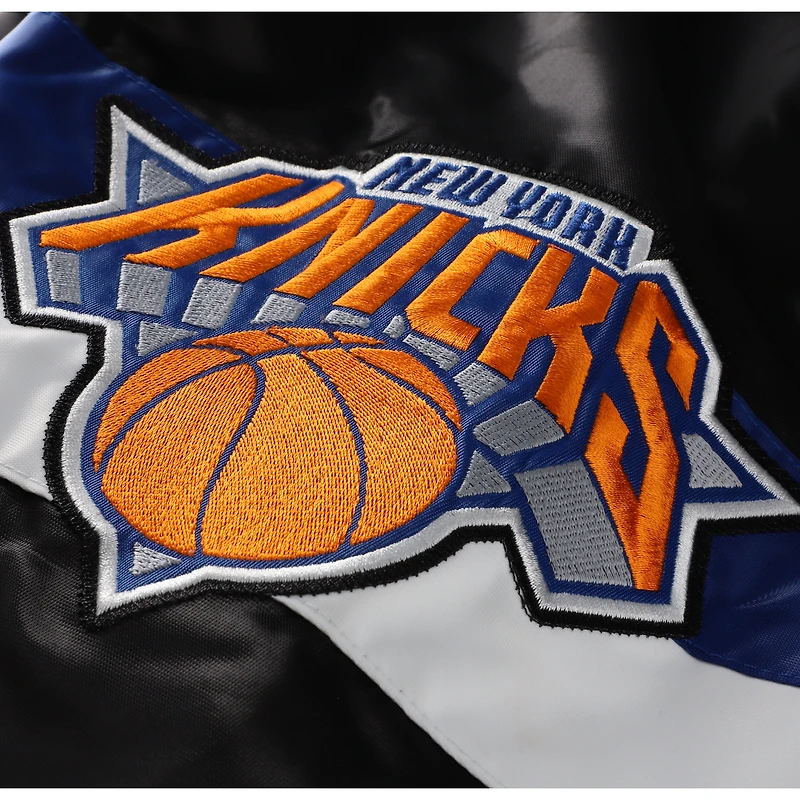 Men's Starter White New York Knicks Triple Option Varsity Full-Snap Satin Jacket