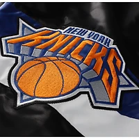Men's Starter White New York Knicks Triple Option Varsity Full-Snap Satin Jacket