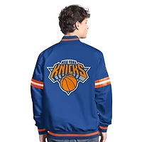Men's Starter Blue/Orange New York Knicks Scout Full Snap Varsity Jacket