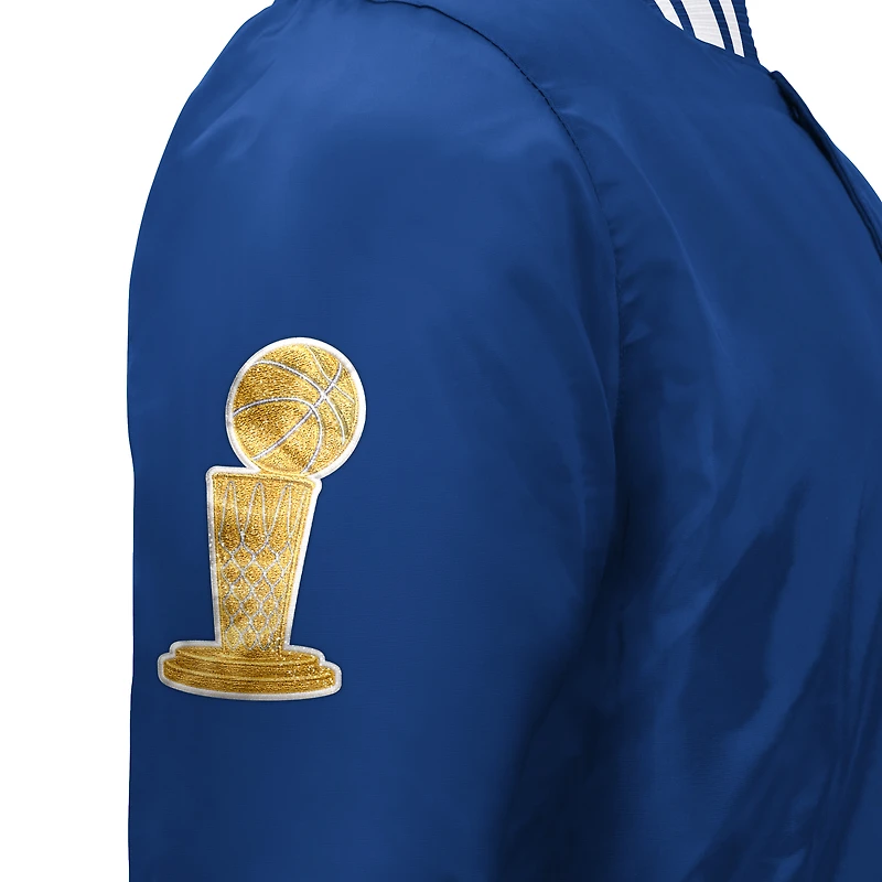 Men's Starter Blue New York Knicks 2026 NBA Finals Champions Satin Full-Snap Varsity Jacket