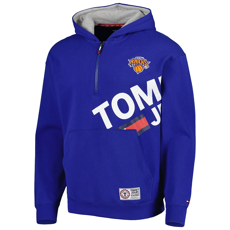 Men's Tommy Jeans Blue New York Knicks Bernard Half-Zip Hoodie