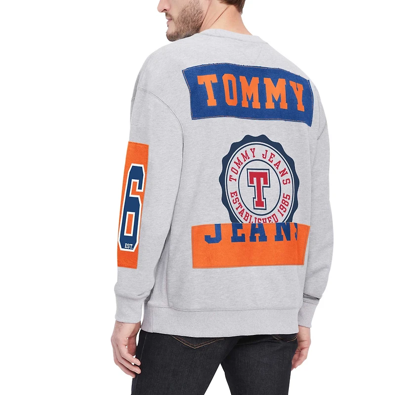Sweat-shirt à col rond Tommy Jeans gris chiné New York Knicks Hayes pour hommes
