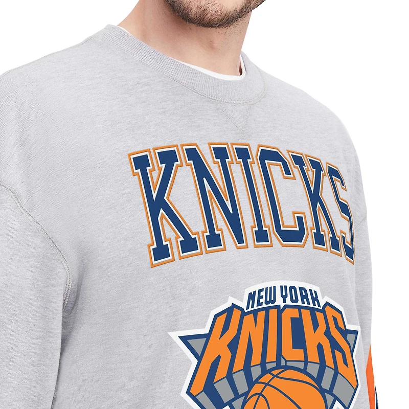 Sweat-shirt à col rond Tommy Jeans gris chiné New York Knicks Hayes pour hommes