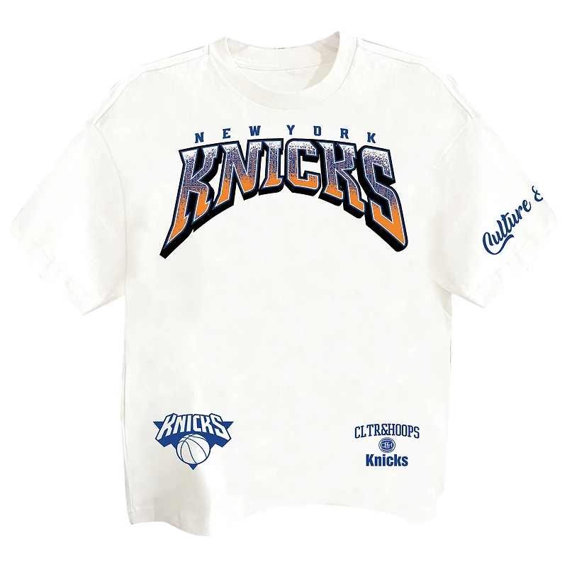 T-shirt premium blanc Two Hype pour homme, collection Drip & Dime des New York Knicks