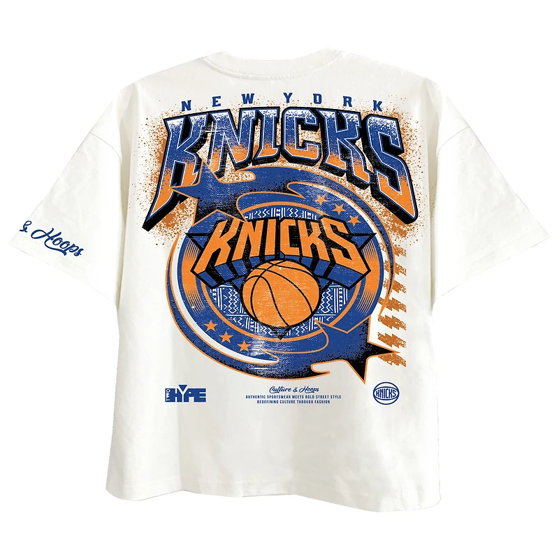 T-shirt premium blanc Two Hype pour homme, collection Drip & Dime des New York Knicks