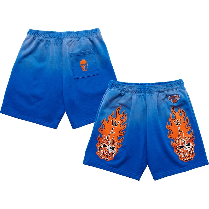 Men's Warren Lotas x Fanatics Fest Blue New York Knicks Flaming Skull Shorts