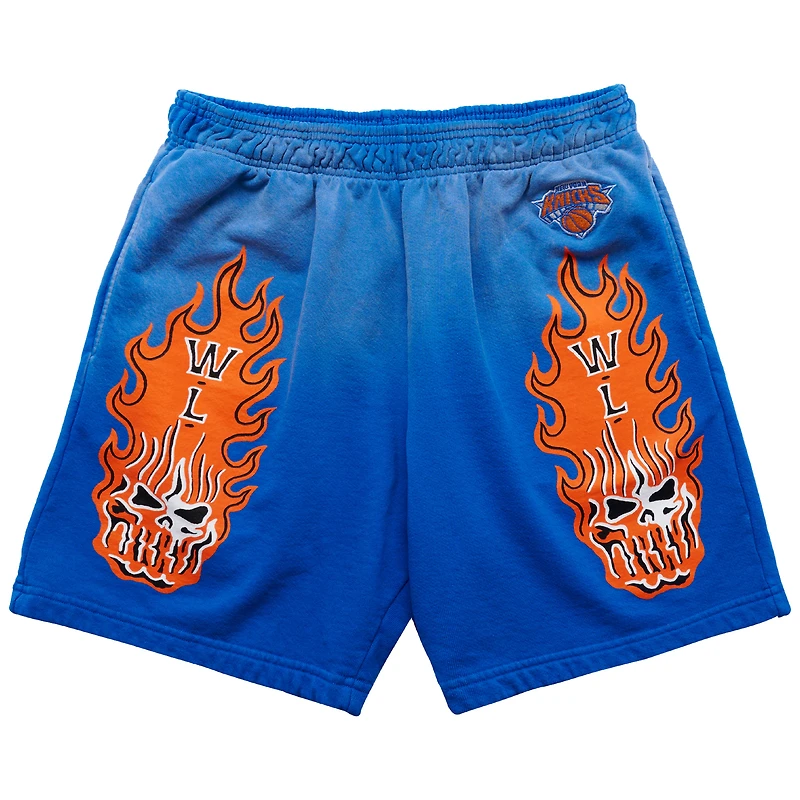Men's Warren Lotas x Fanatics Fest Blue New York Knicks Flaming Skull Shorts